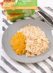 Arroz integral, frango e moranga